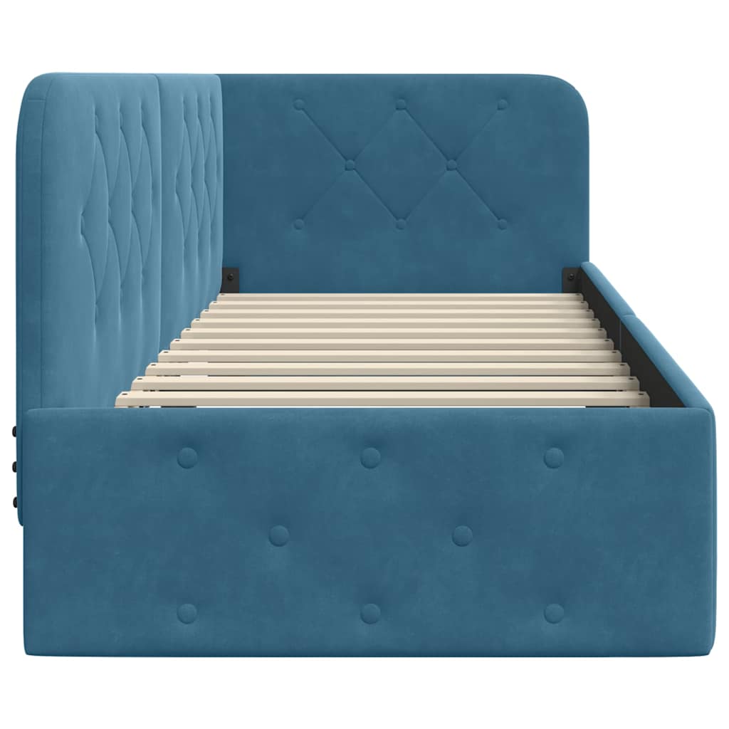 vidaXL Eckbettgestell Blau 80 x 200 cm Samt