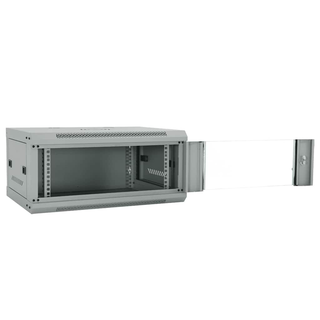 vidaXL Netzwerkschrank mit Speicher Grau 60 x 45 x 28 cm Stahl