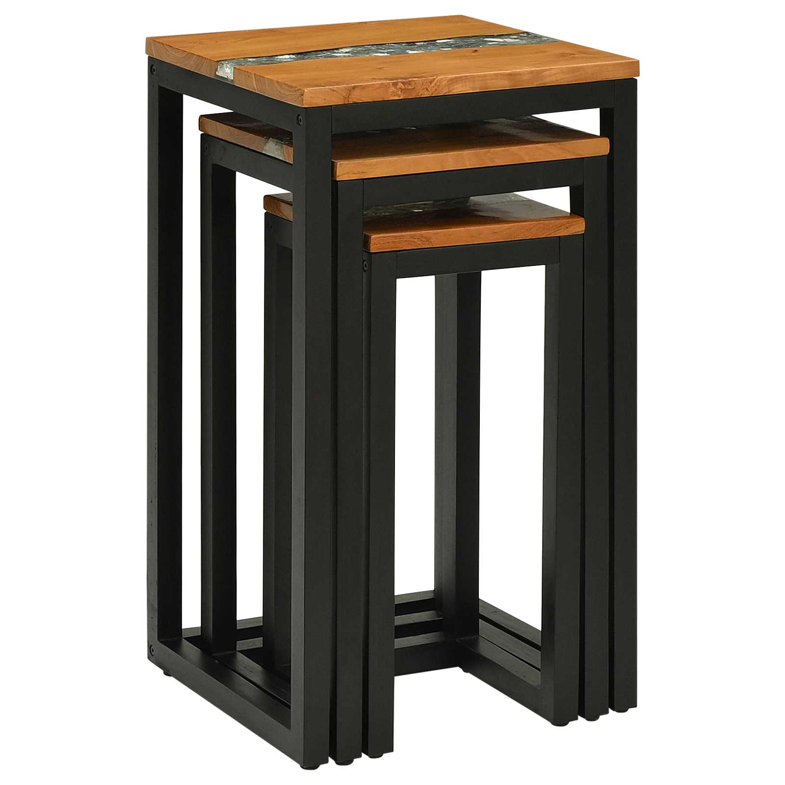 vidaXL Nestingtisch 3 Stk. Braun Massives Teakholz