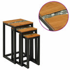 vidaXL Nestingtisch 3 Stk. Braun Massives Teakholz