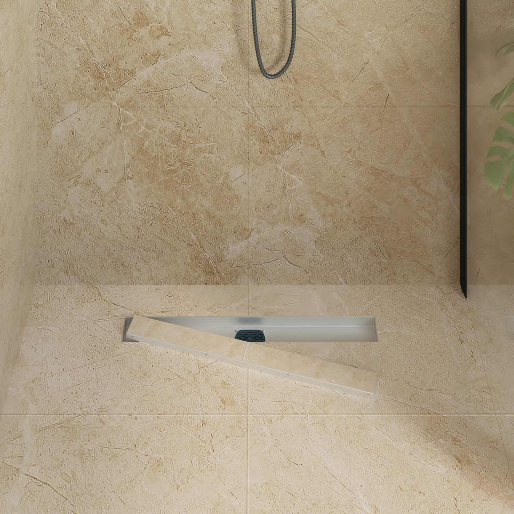 vidaXL Duschablauf 2-in-1 mit 360° Siphon Silber 60 cm Edelstahl 304