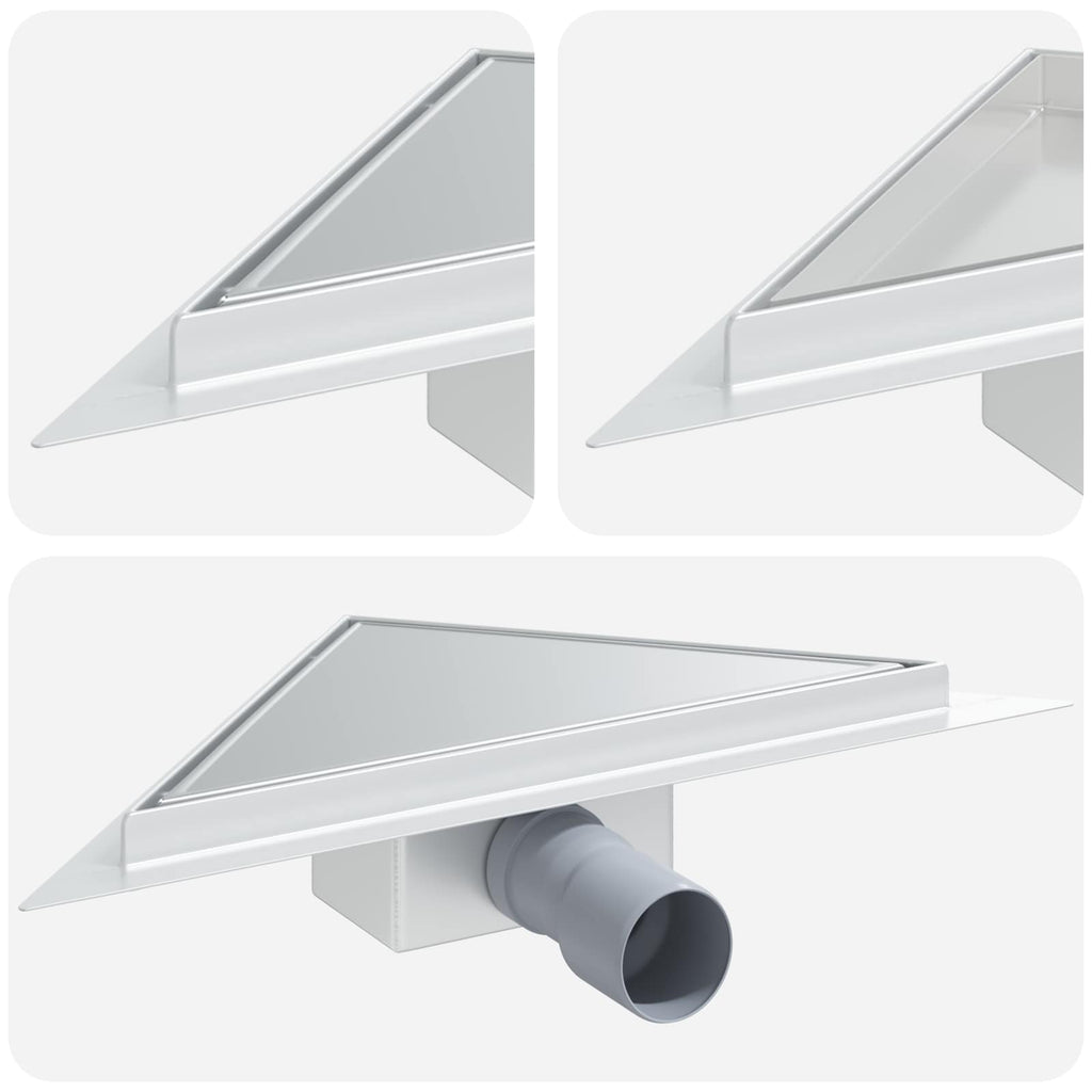 vidaXL 2 in 1 Dreiecks-Duschabfluss Silber 32 x 32 x 7,5 cm