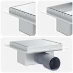 vidaXL 2 in 1 Duschabfluss Silber 15 x 15 cm Edelstahl 304