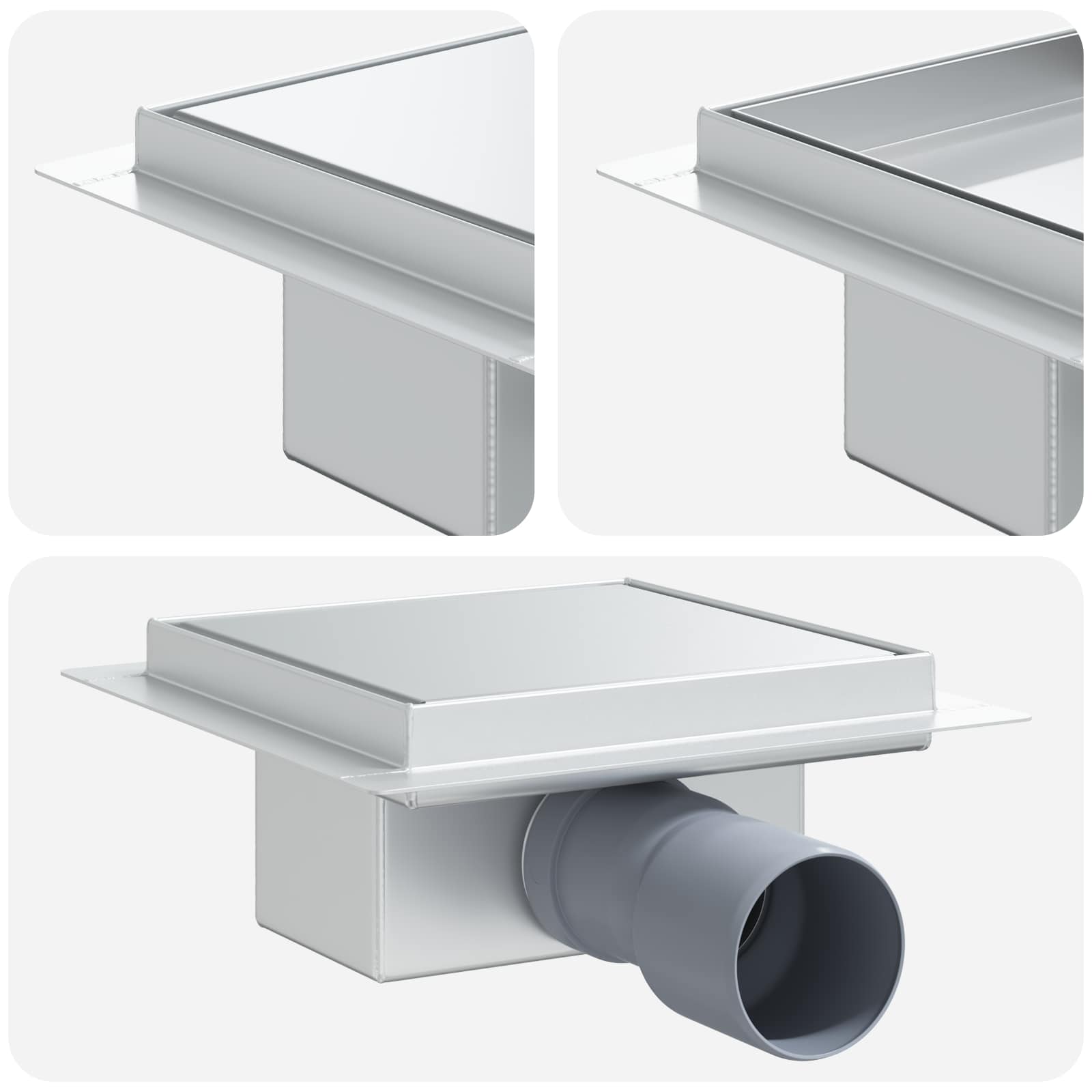 vidaXL 2 in 1 Duschabfluss Silber 15 x 15 cm Edelstahl 304