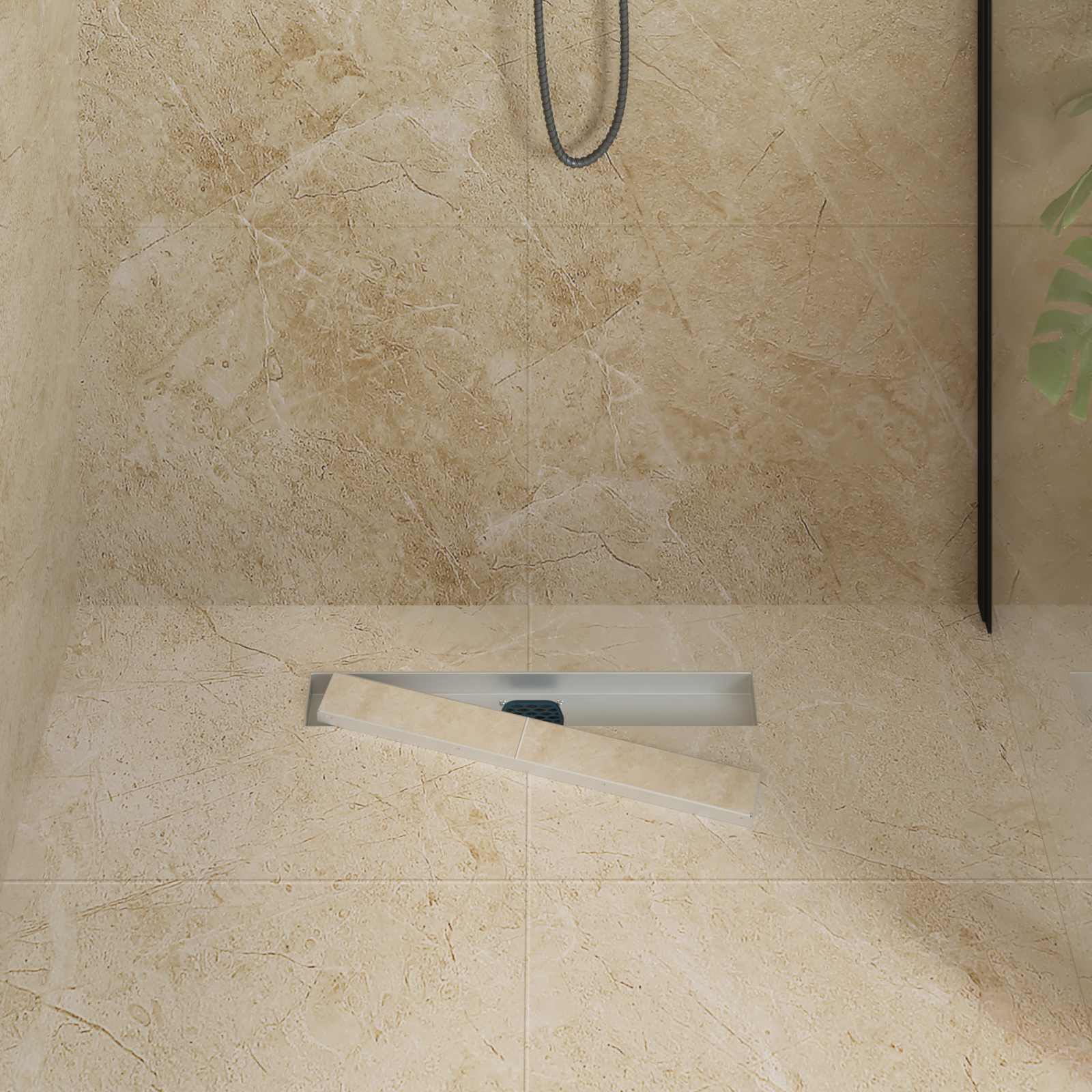 vidaXL Duschablauf 2-in-1 mit 360° Siphon Silber 54 x 11 x 9,5 cm