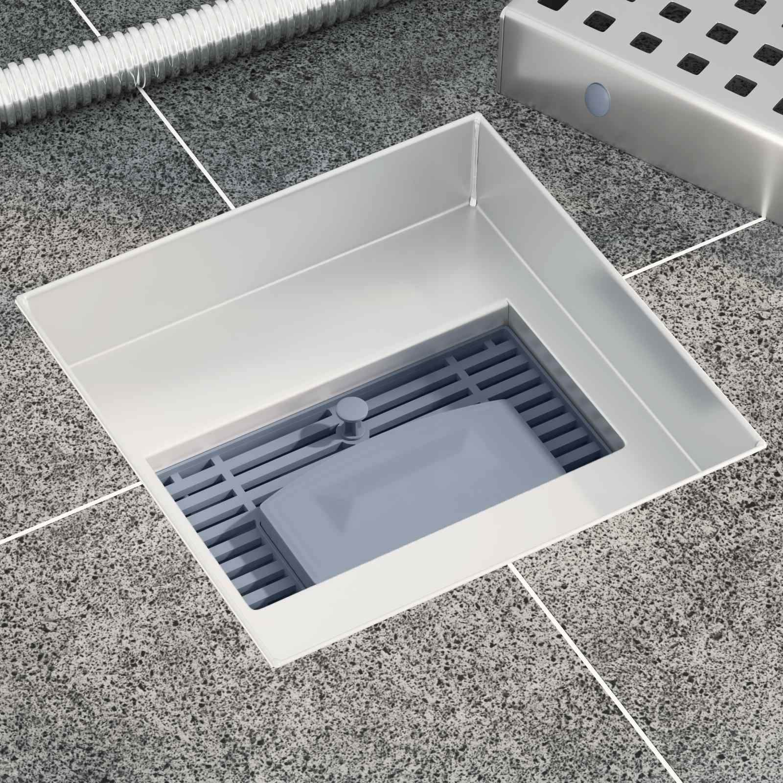 vidaXL Punkt Duschablauf Silber 15 x 15 cm Edelstahl 304