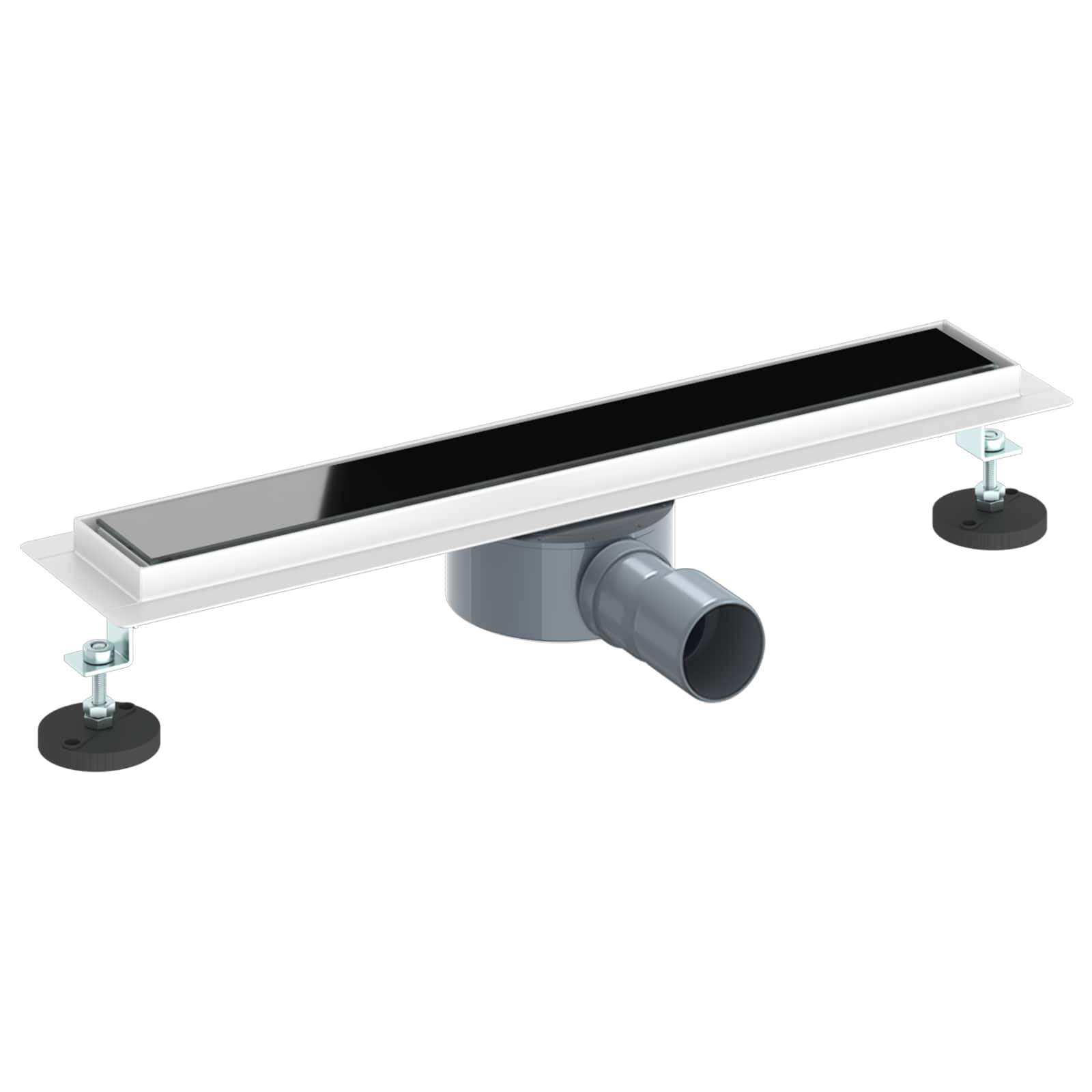 vidaXL Duschabfluss mit Glashülle und 360° Siphon Schwarz 50 cm