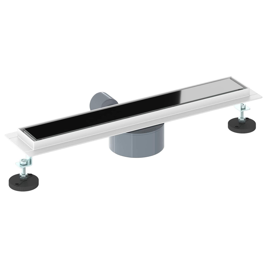 vidaXL Duschabfluss mit Glashülle und 360° Siphon Schwarz 50 cm
