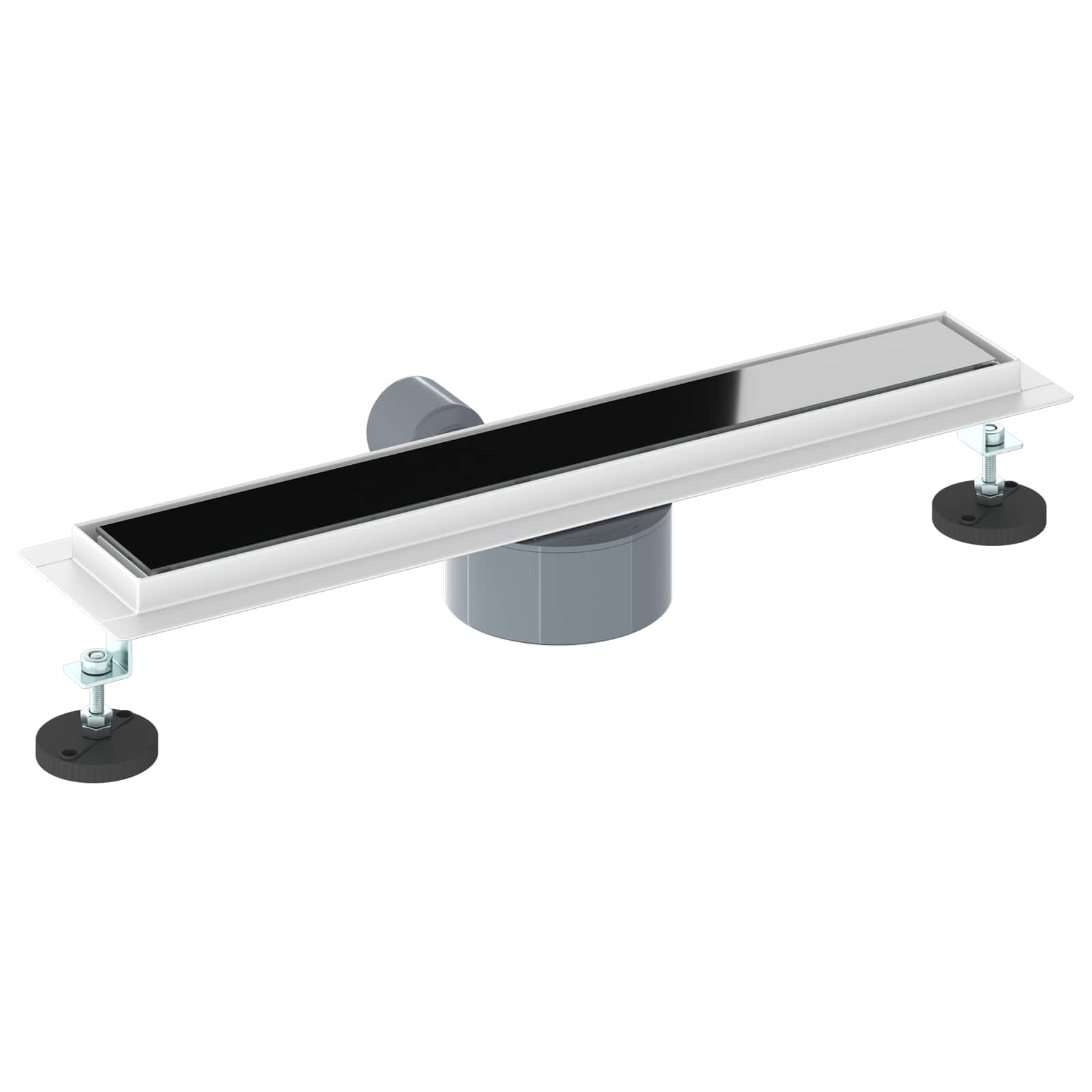 vidaXL Duschabfluss mit Glashülle und 360° Siphon Schwarz 50 cm