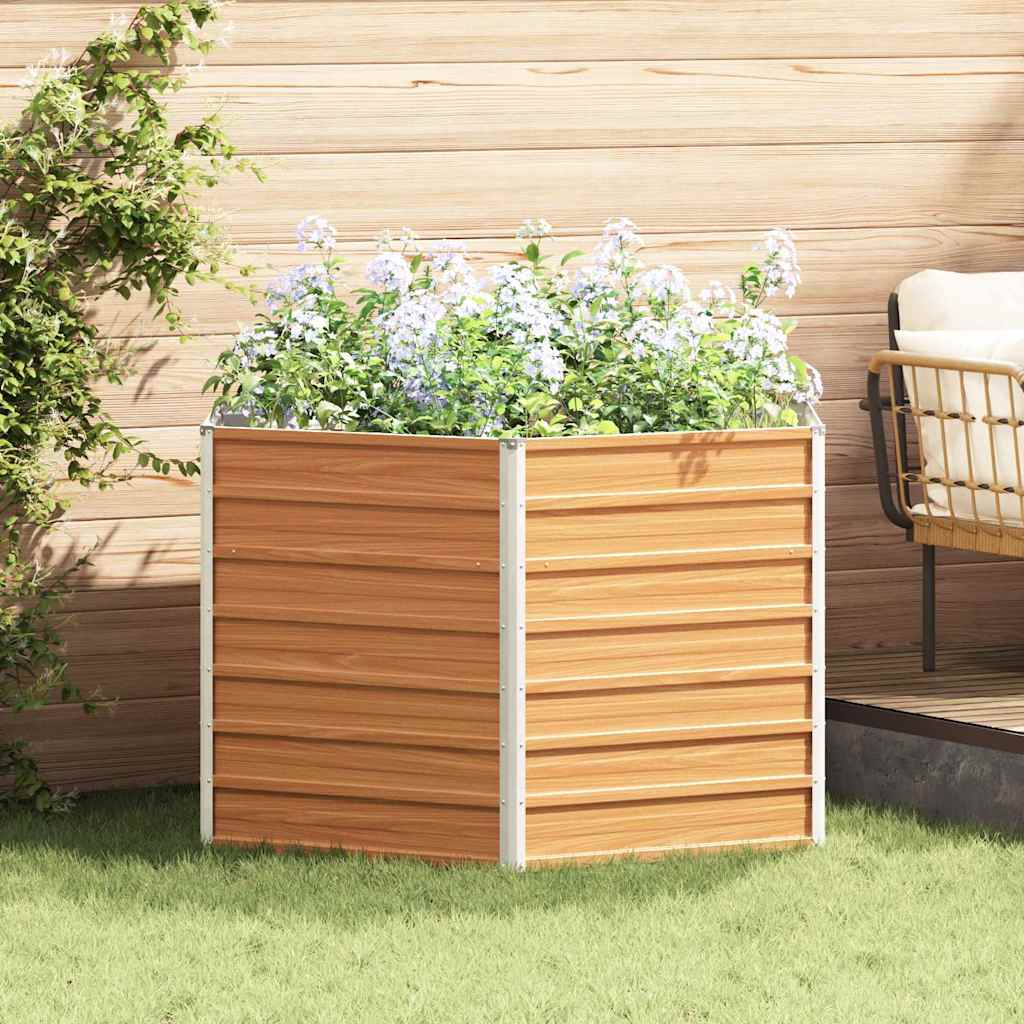 vidaXL Hochbeet im Garten Hellbraun 129 x 129 x 77 cm Verzinkter Stahl