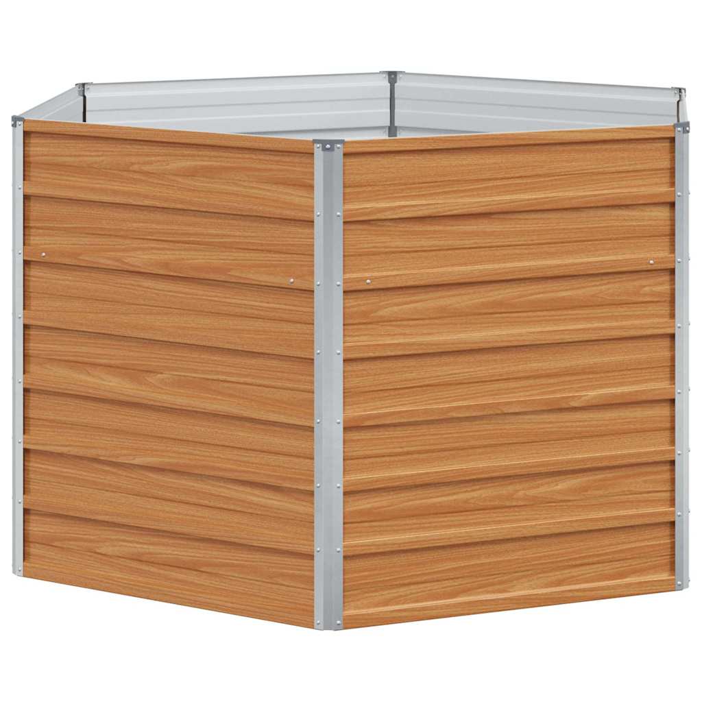 vidaXL Hochbeet im Garten Hellbraun 129 x 129 x 77 cm Verzinkter Stahl