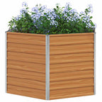 vidaXL Hochbeet im Garten Hellbraun 129 x 129 x 77 cm Verzinkter Stahl