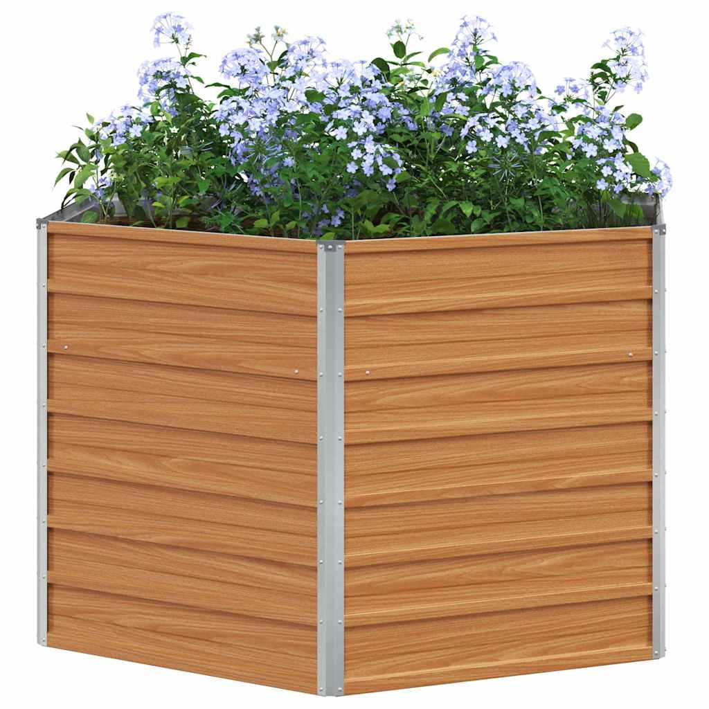 vidaXL Hochbeet im Garten Hellbraun 129 x 129 x 77 cm Verzinkter Stahl