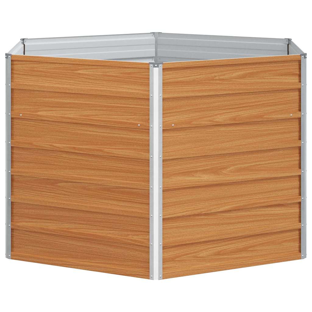 vidaXL Hochbeet im Garten Hellbraun 129 x 129 x 77 cm Verzinkter Stahl