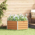 vidaXL Hochbeet im Garten Holzoptik 129 x 129 x 45 cm Verzinkter Stahl