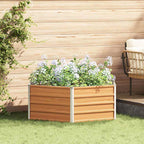vidaXL Hochbeet im Garten Holzoptik 129 x 129 x 45 cm Verzinkter Stahl