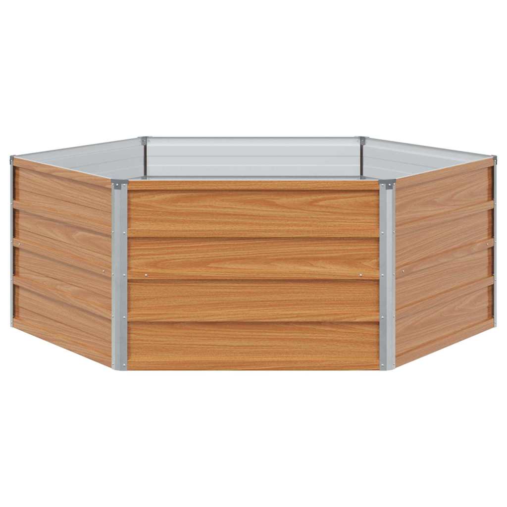 vidaXL Hochbeet im Garten Holzoptik 129 x 129 x 45 cm Verzinkter Stahl