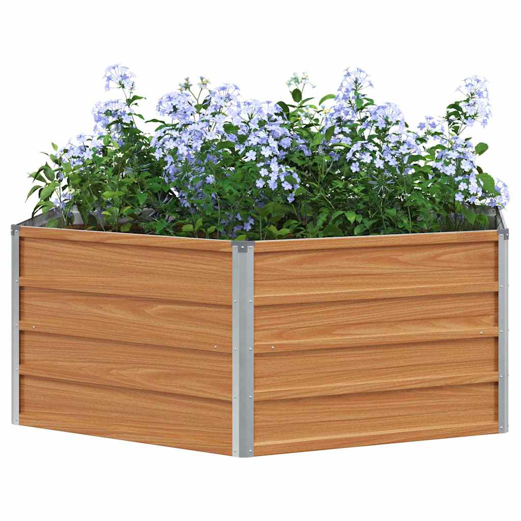vidaXL Hochbeet im Garten Holzoptik 129 x 129 x 45 cm Verzinkter Stahl