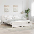 vidaXL Bettrahmen mit Regal Weiß 180 x 200 cm Massives Kiefernholz