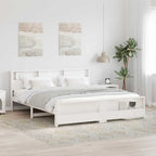 vidaXL Bettrahmen mit Regal Weiß 180 x 200 cm Massives Kiefernholz