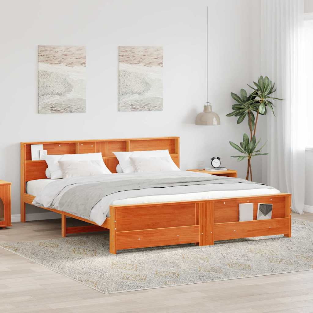 vidaXL Bettrahmen mit Kopfteil Wachsbraun 180 x 200 cm Holzwerkstoff