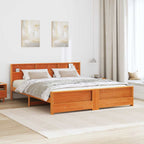 vidaXL Bettrahmen mit Kopfteil Wachsbraun 180 x 200 cm Holzwerkstoff