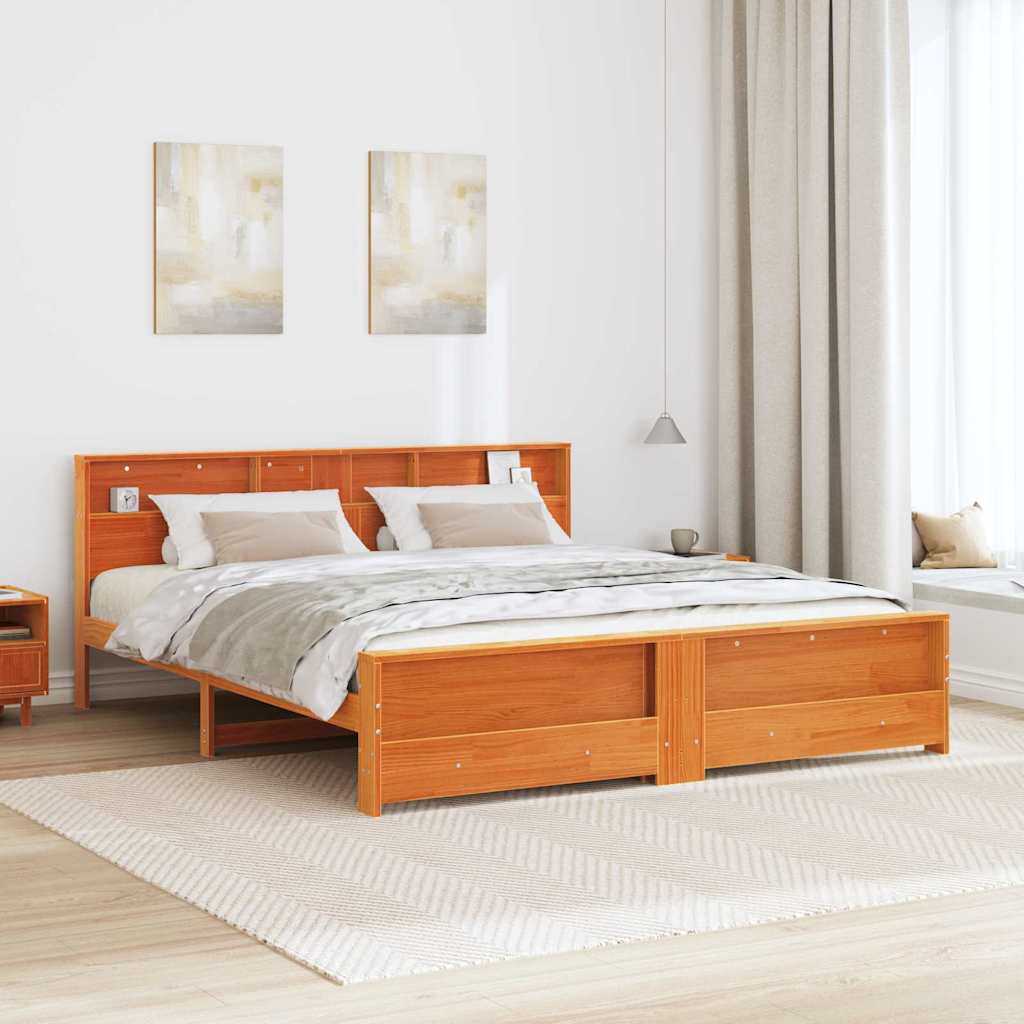 vidaXL Bettrahmen mit Kopfteil Wachsbraun 180 x 200 cm Holzwerkstoff