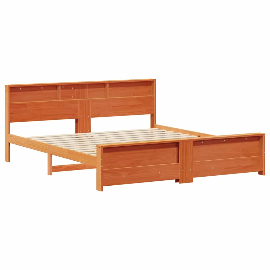 vidaXL Bettrahmen mit Kopfteil Wachsbraun 180 x 200 cm Holzwerkstoff