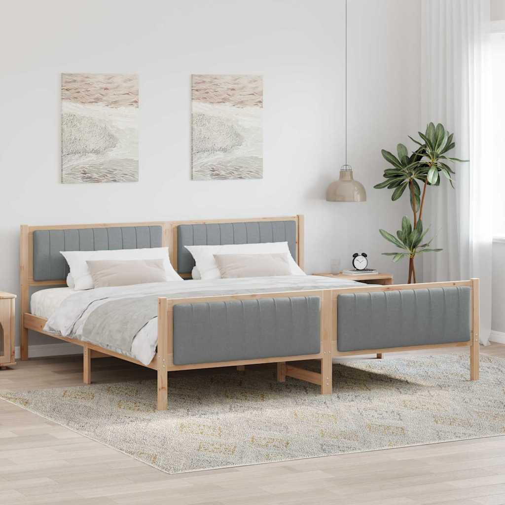 vidaXL Bettgestell Braun und hellgrau 200 x 200 cm Massivholz Kiefer
