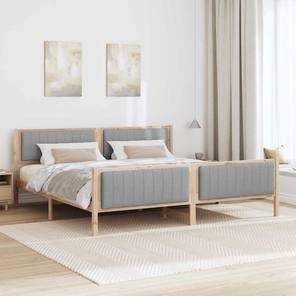 vidaXL Bettgestell Braun und hellgrau 200 x 200 cm Massivholz Kiefer