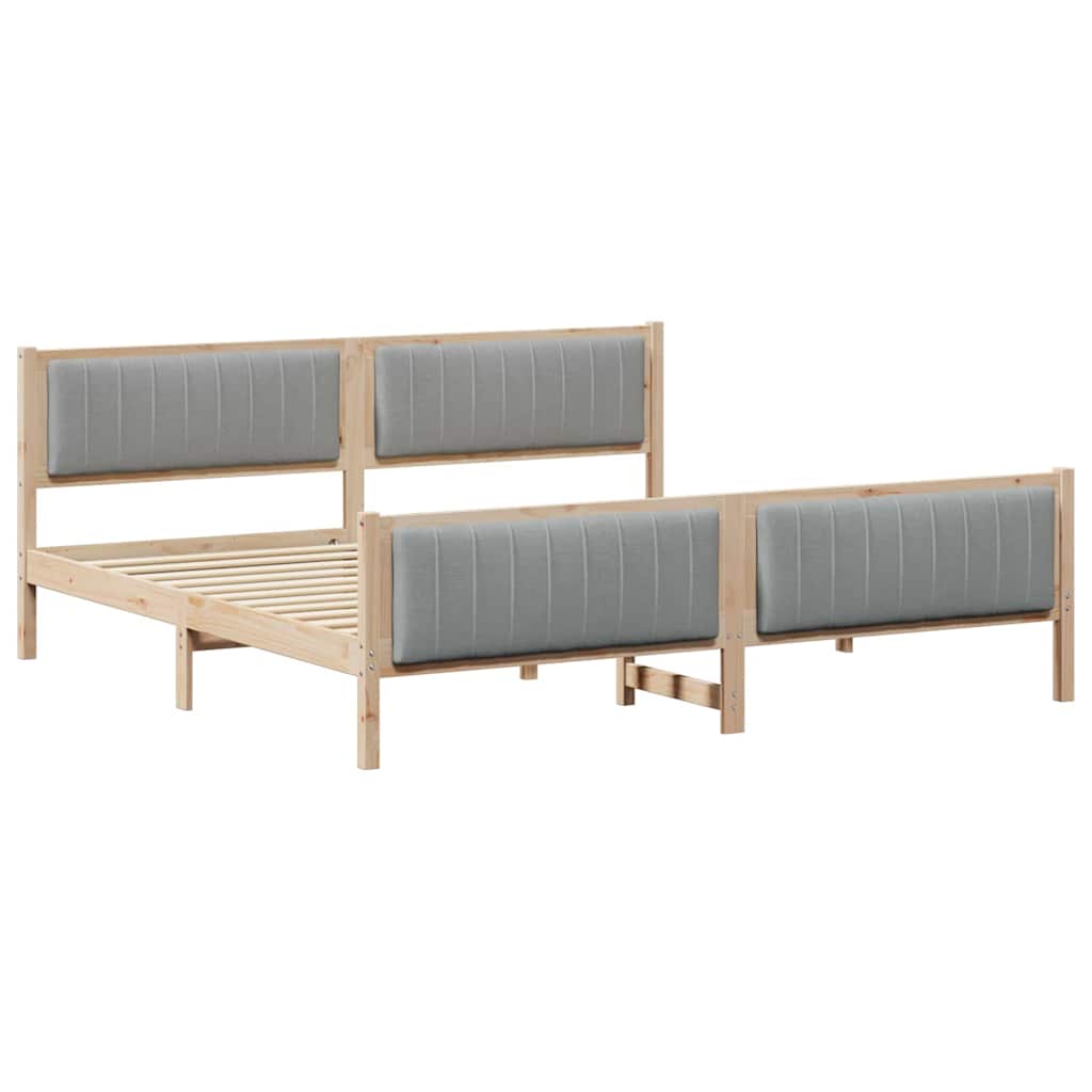 vidaXL Bettgestell Braun und hellgrau 200 x 200 cm Massivholz Kiefer