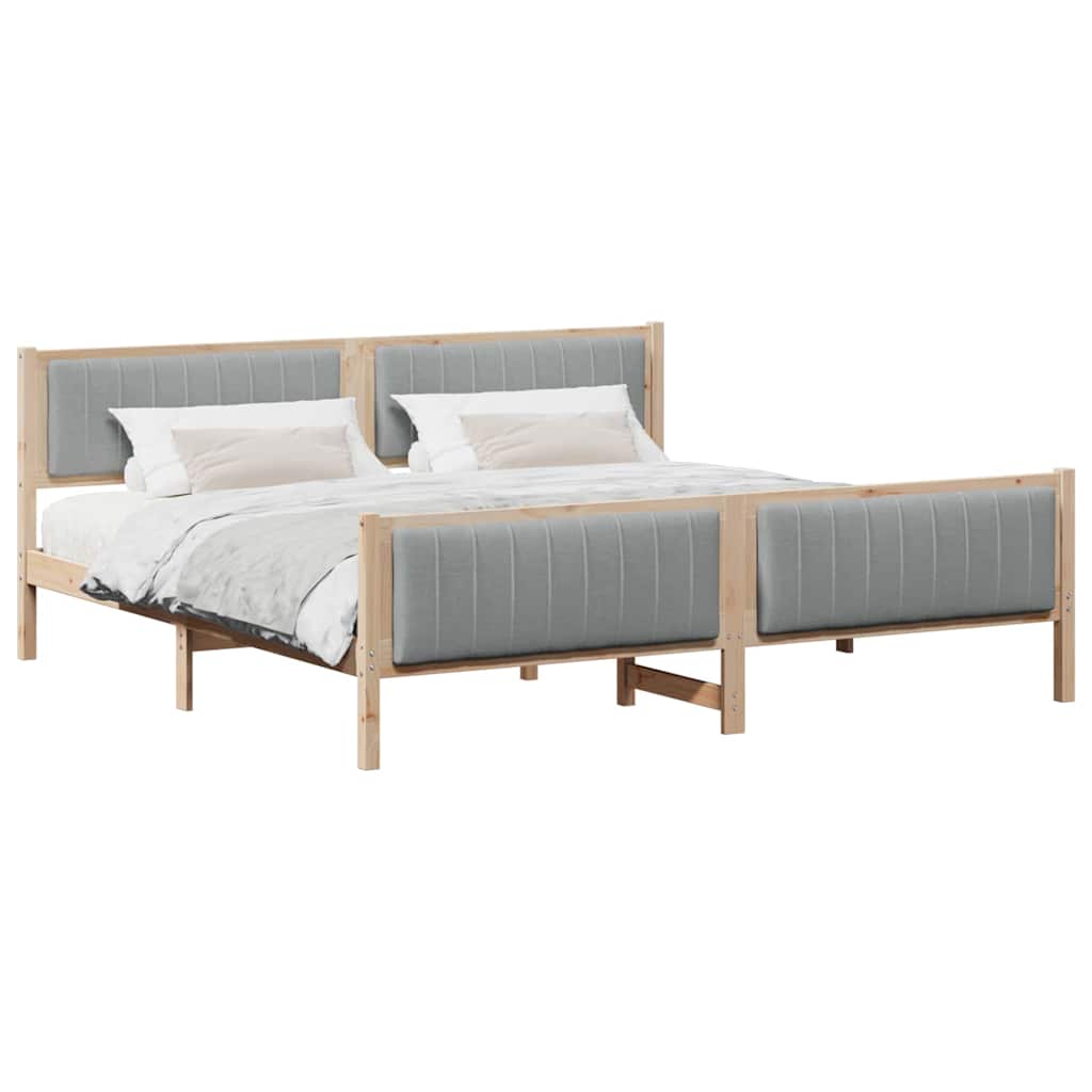 vidaXL Bettgestell Braun und hellgrau 200 x 200 cm Massivholz Kiefer