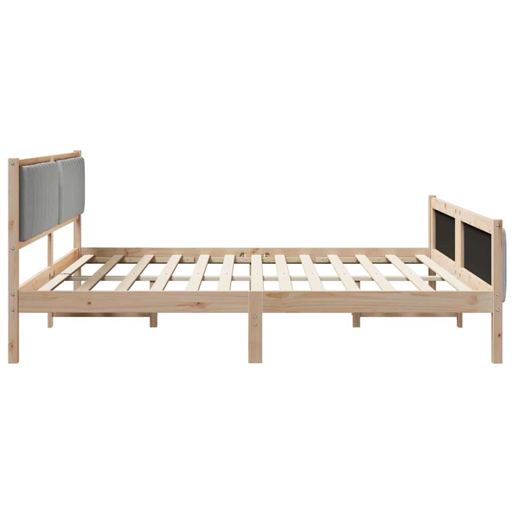 vidaXL Bettgestell Braun und hellgrau 200 x 200 cm Massivholz Kiefer