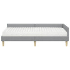 vidaXL Eckbettgestell mit Matratze mit Matratze 2 pcs Hellgrau Stoff