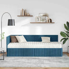 vidaXL Eckbettgestell mit Matratze mit Kopfteil 2 pcs Blau Samt