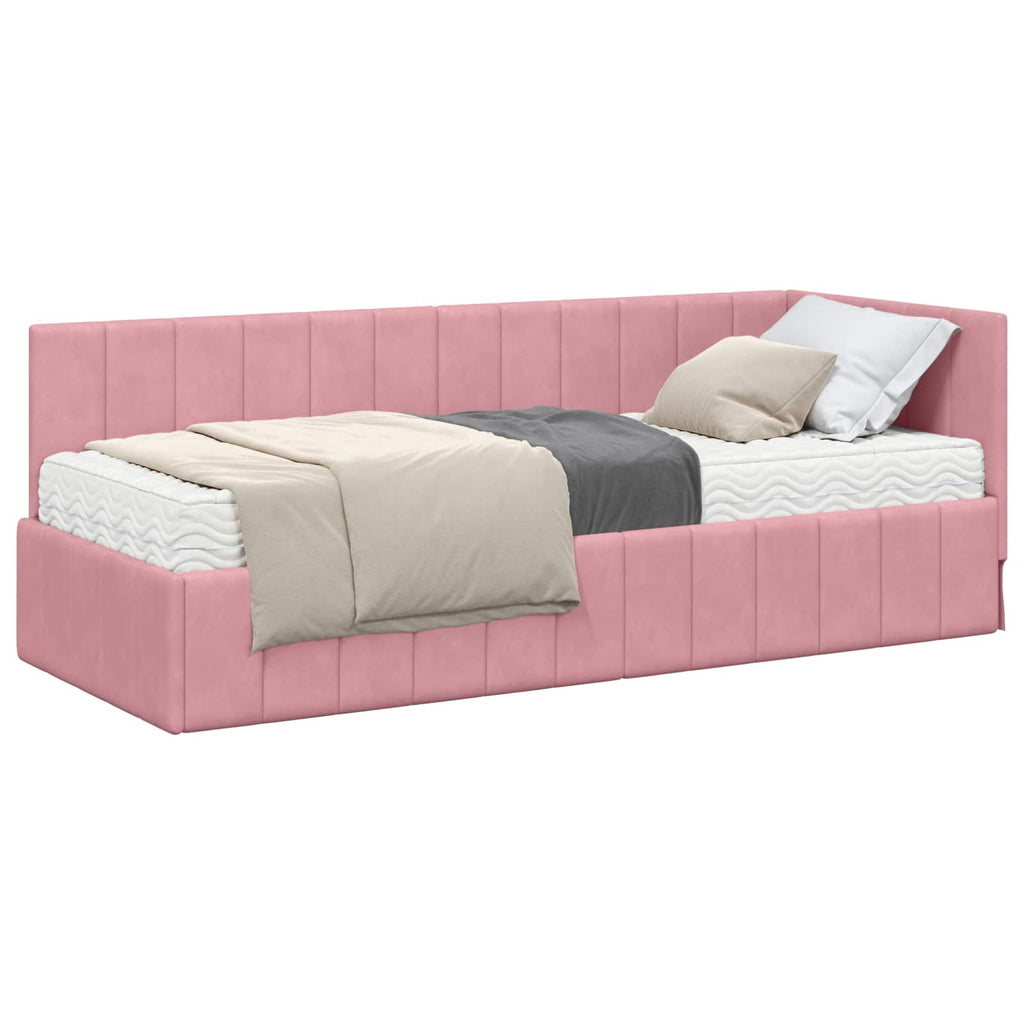 vidaXL Eckbettgestell mit Matratze mit Matratze 2 pcs Grau Samt