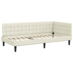 vidaXL Eckbettgestell mit Matratze mit Kopfteil Creme 90 x 190 cm Samt