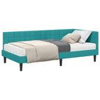 vidaXL Eckbettgestell mit Matratze Türkis 90 x 190 cm Samt