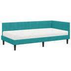 vidaXL Eckbettgestell mit Matratze Türkis 90 x 190 cm Samt