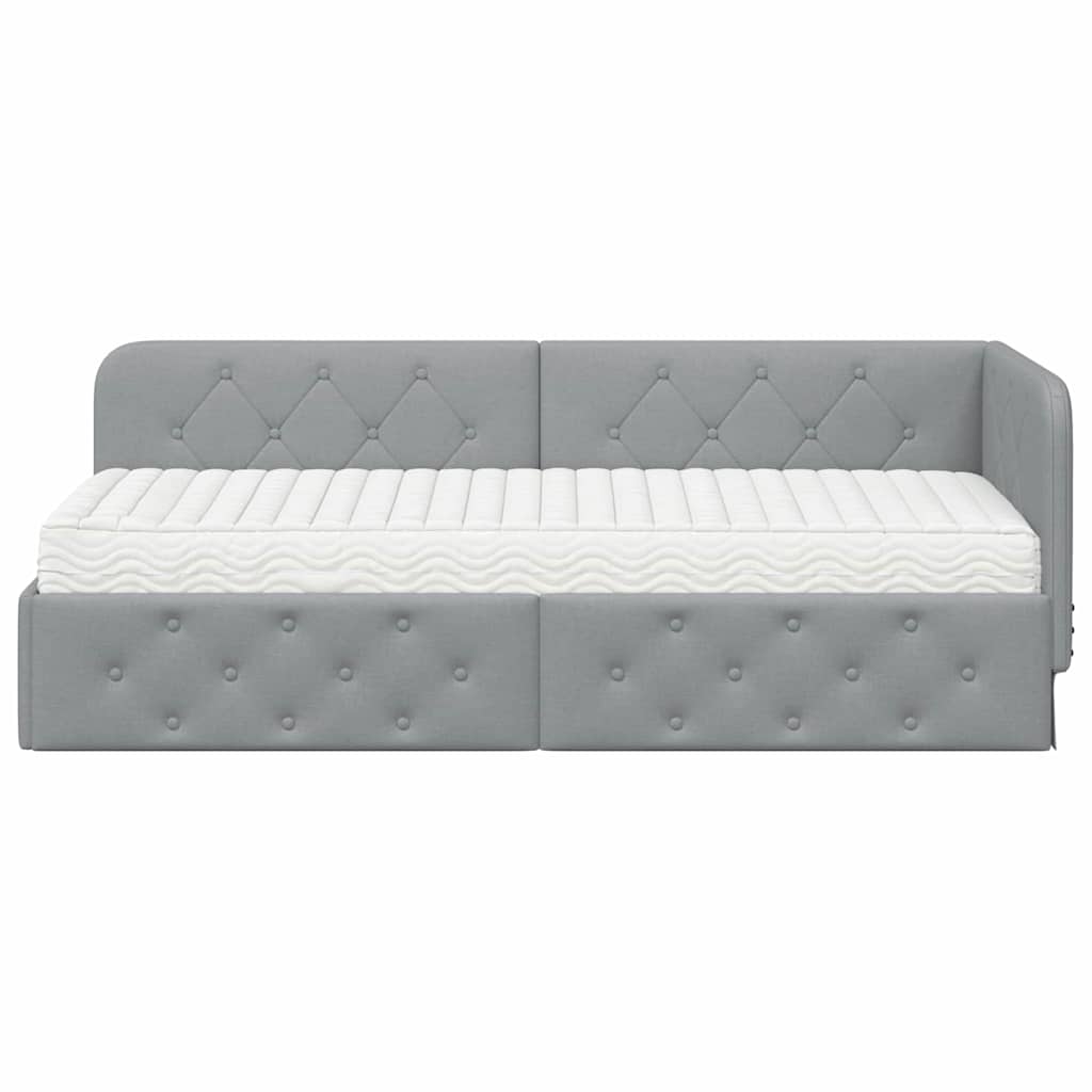 vidaXL Eckbettgestell Hellgrau 80 x 200 cm Stoff