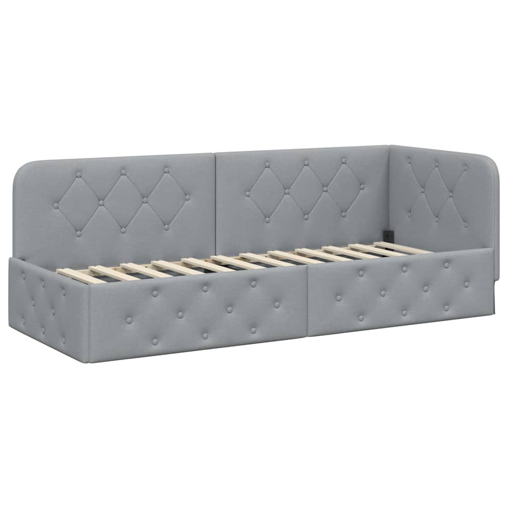 vidaXL Eckbettgestell Hellgrau 80 x 200 cm Stoff