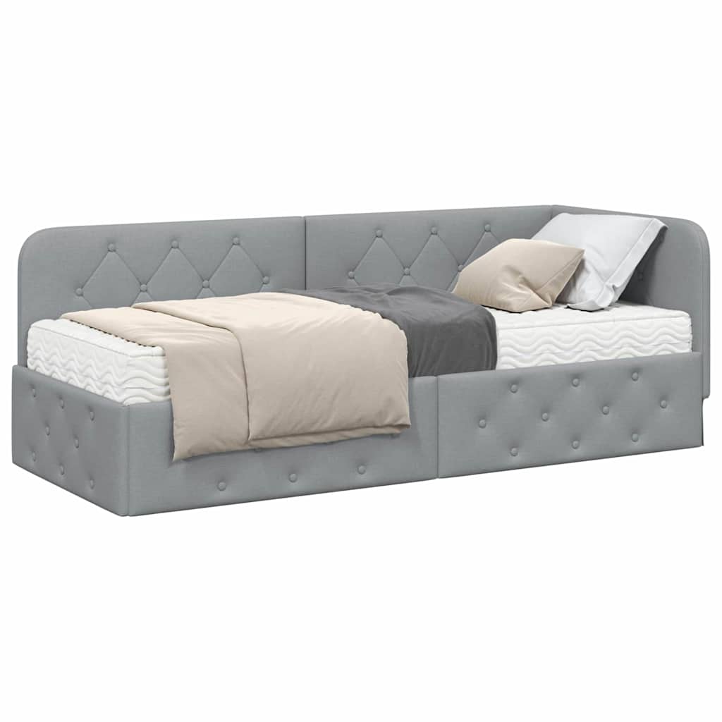 vidaXL Eckbettgestell Hellgrau 80 x 200 cm Stoff