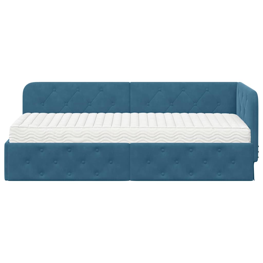 vidaXL Eckbettgestell Blau 80 x 200 cm Samt