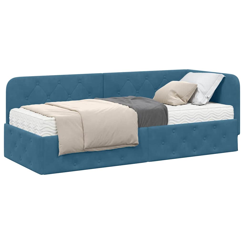 vidaXL Eckbettgestell Blau 80 x 200 cm Samt