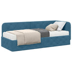 vidaXL Eckbettgestell Blau 80 x 200 cm Samt