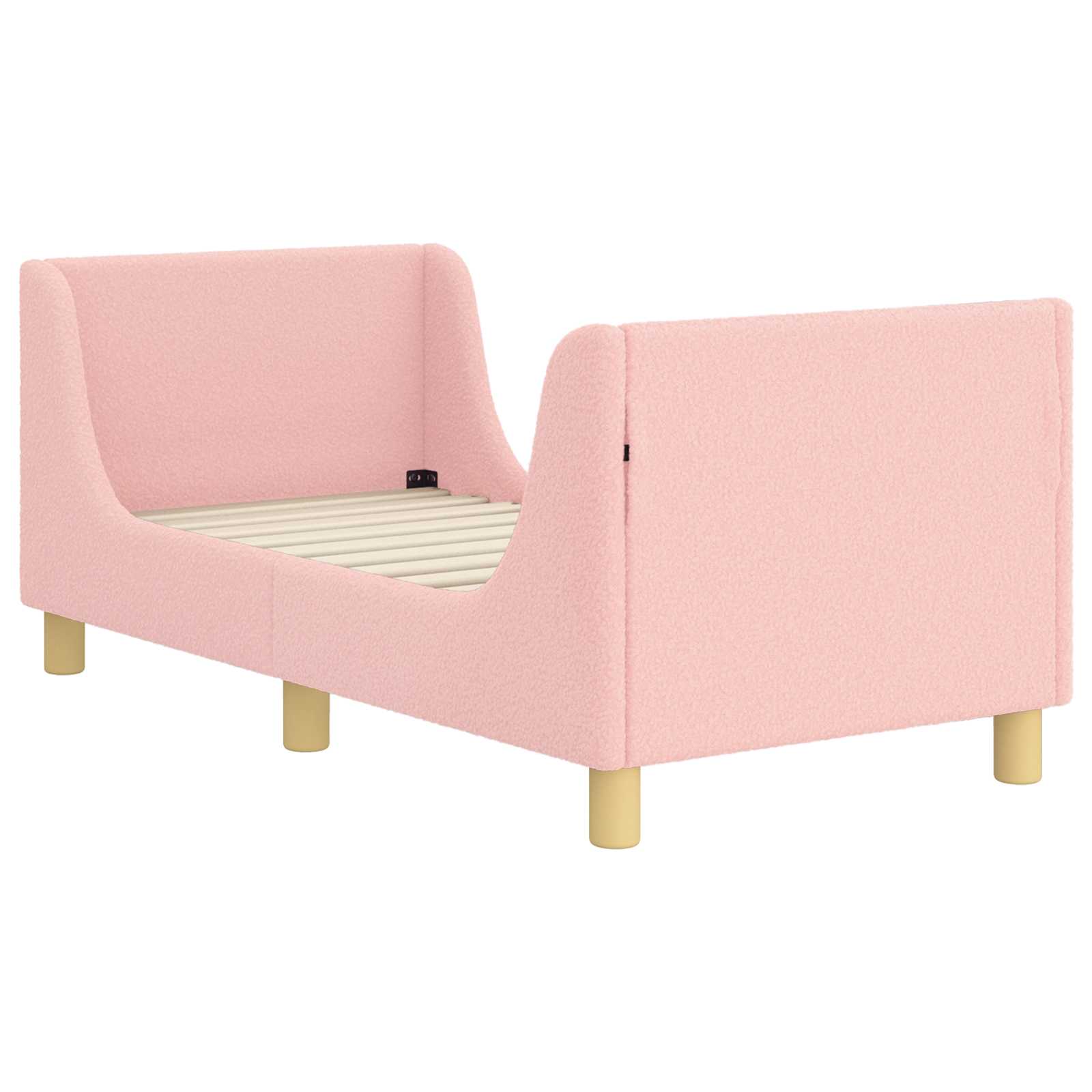vidaXL Kinderbettgestell mit Kopfteil Rosa 70 x 140 cm Bouclé