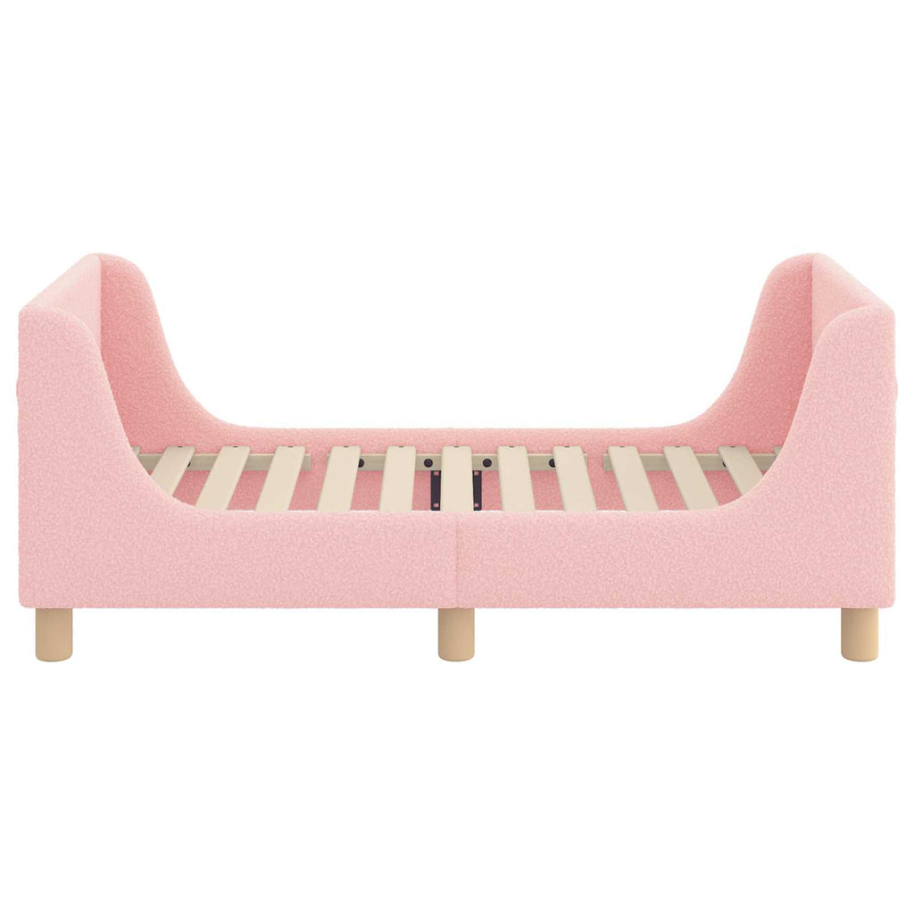 vidaXL Kinderbettgestell mit Kopfteil Rosa 70 x 140 cm Bouclé