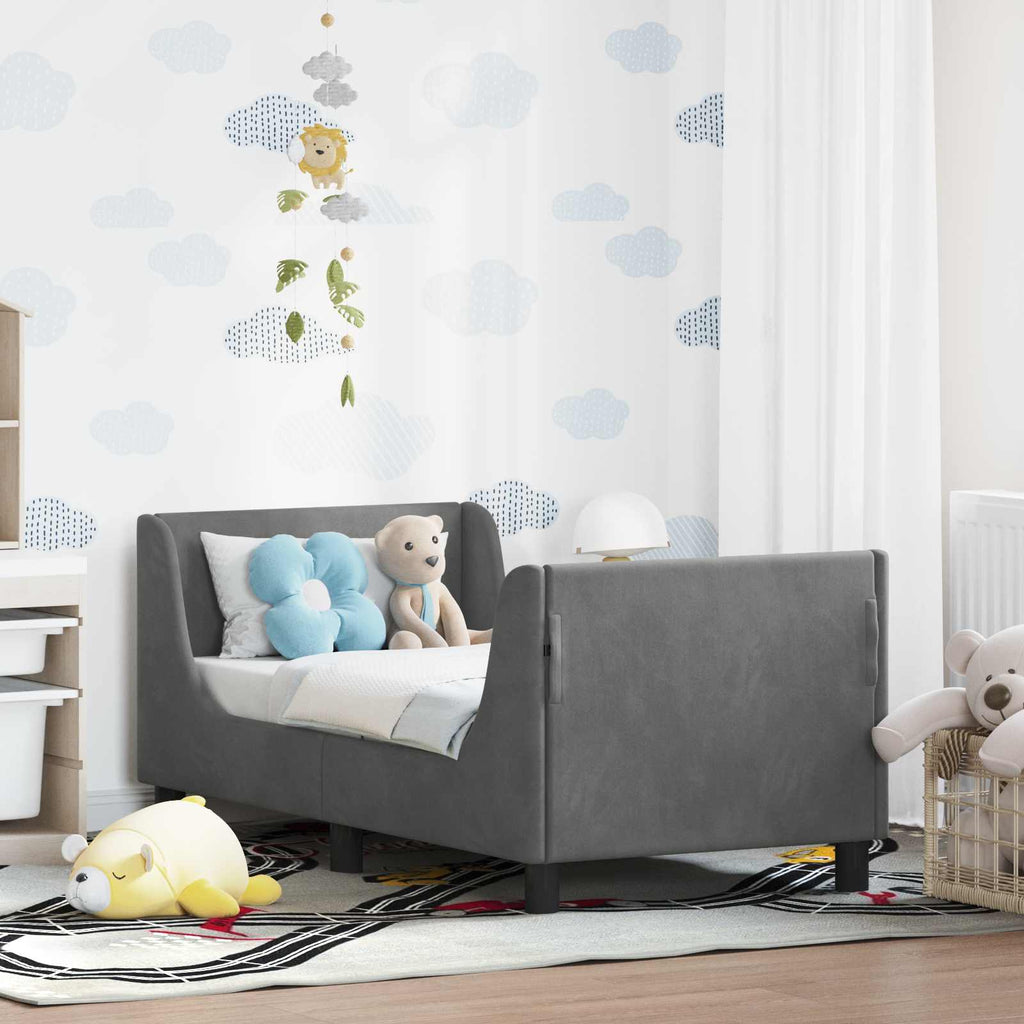 vidaXL Kinderbettgestell mit Kopfteil Dunkelgrau 70 x 140 cm Samt