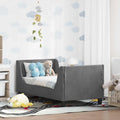 vidaXL Kinderbettgestell mit Kopfteil Dunkelgrau 70 x 140 cm Samt