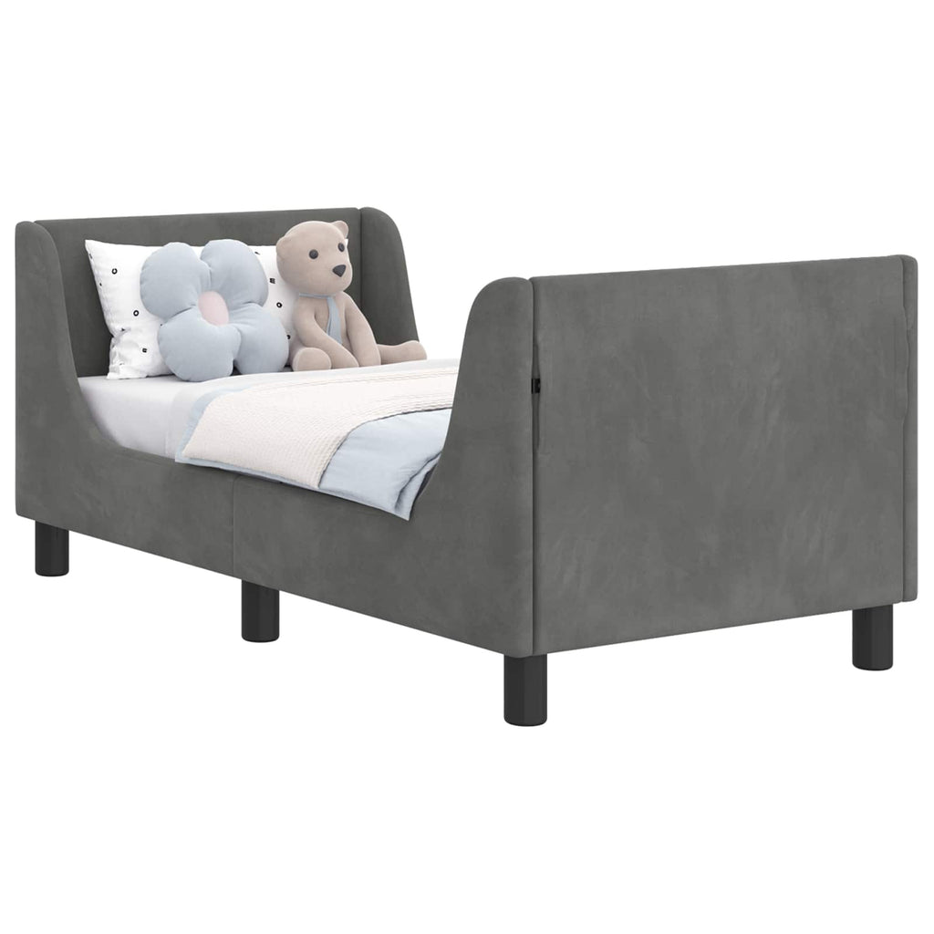 vidaXL Kinderbettgestell mit Kopfteil Dunkelgrau 70 x 140 cm Samt